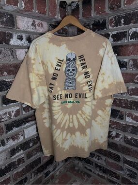 Say No Evil See No Evil Hear No Evil, Last Call Co Stacked Skulls Tiedye Tee